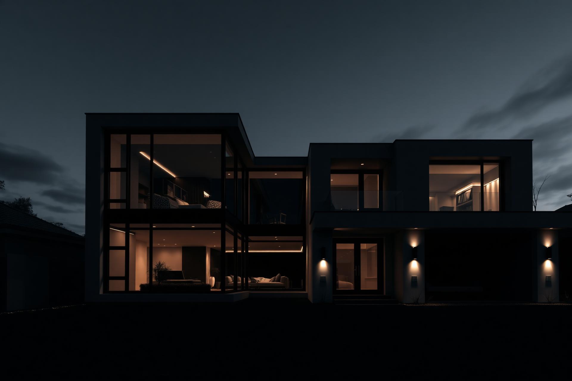 Modern luxury home at dusk